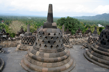 Estupas, Templo Borobudur, Jogyakarta, Indonesia