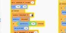 Programa con Scratch un salgo con gravedad usando dos variables. 
