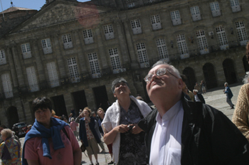Turistas en Santiago de Compostela, La Coruña, Galicia
