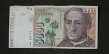 Anverso de un billete de 5000 pesetas