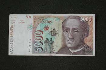 Anverso de un billete de 5000 pesetas