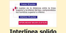 Interlineado sólido (ojo-ojo)