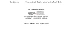 Calendario de actuaciones para las elecciones al Consejo Escolar_CEIP FDLR_Las Rozas
