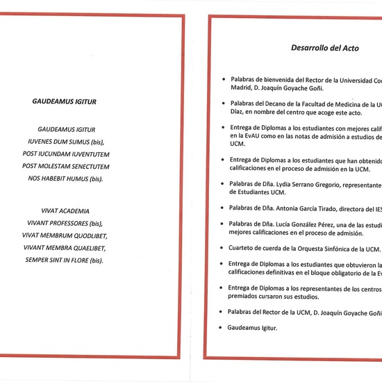 Reconocimiento Académico UCM  al Caustro de profesores del IES Francisco de Quevedo y a nuestro alumno Alex Nita 4