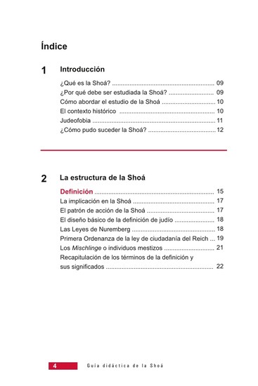 Página 4 de la Guía Didáctica de la Shoá