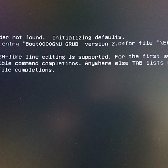 Captura de pantalla del proceso de instalación de grub