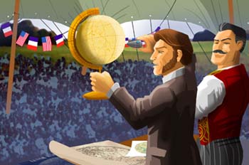 De la Tierra a la Luna: Michel Ardan explicando el proyecto