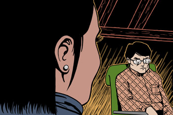 Los tres amigos: El escritor observa a la chica