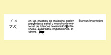 Signo de corrección: blancos levantados