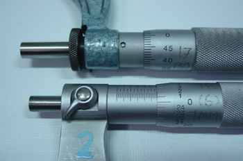 Micrometros. detalles divisiones del tambor