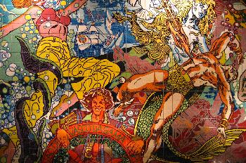 Azulejo en la estación de metro Oriente, Lisboa, Portugal