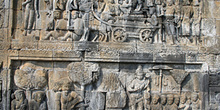 Detalle de relieves, Templo Borobudur, Jogyakarta, Indonesia