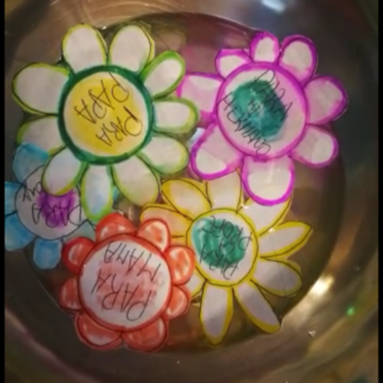 Anthony. Flores papel en agua