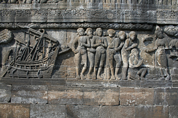 Detalle de relieves, Templo Borobudur, Jogyakarta, Indonesia