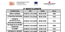 EXÁMENES EVALUACIÓN EXTRAORDINARIA 1º BACH