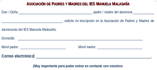 Solicitud inscripción AMPA