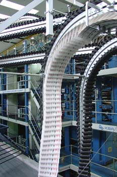 Cadena de transporte de producto terminado en rotativa