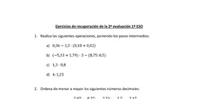 Ejercicios de repaso 2ª evaluación matemáticas 1º ESO