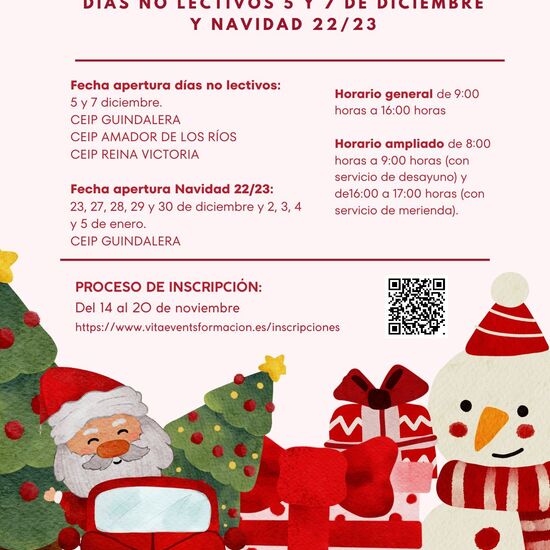 Campamentos urbanos.  Días 5 y 7 de diciembre y Navidad 22/23