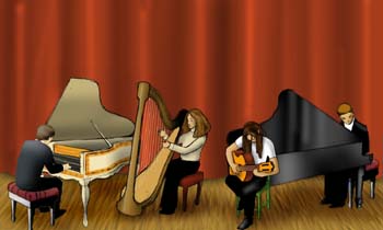 Cuarteto de cuerda percutida-pulsada