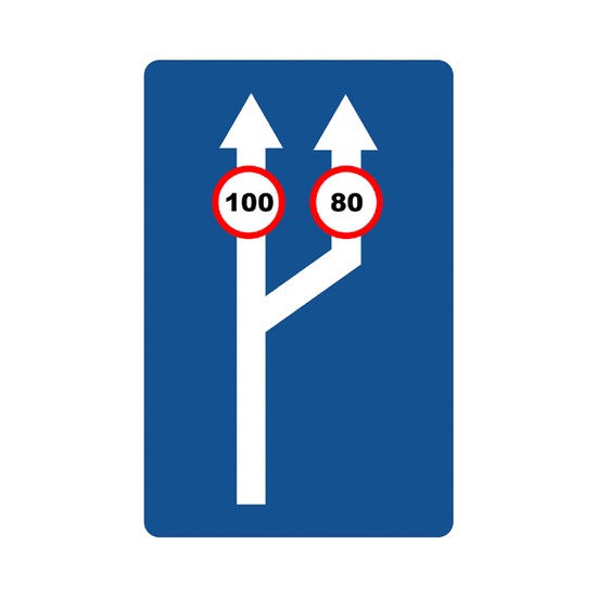 Paso de uno a dos carriles de circulación con especificación de