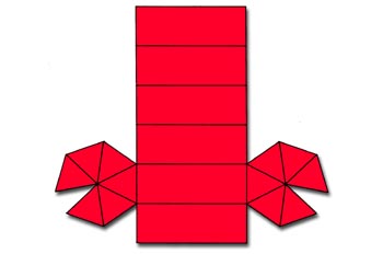 Desarrollo de una combinación de prisma y dipirámide hexagonal