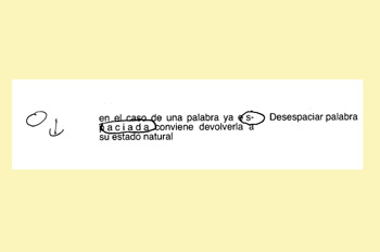 Signo de corrección: desespaciar palabra