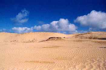 Dunas y nubes en Manawatu, Nueva Zelanda