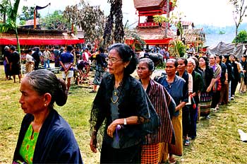 Familia de segundo orden. Procesión de mujeres, Sulawesi, Indone