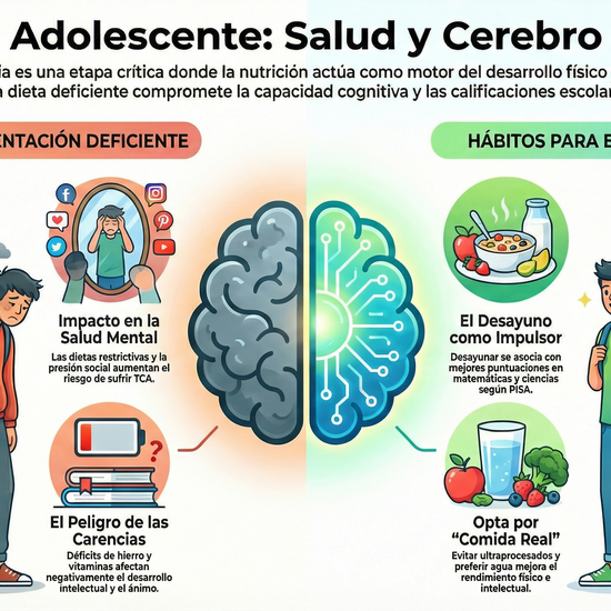 Infografía. Nutricion Adolescente: salud y cerebro en juego