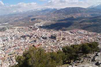 Vista de la Catedral desde el Castillo de Santa Catalina, Jaén,