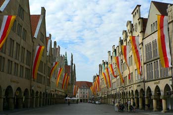 Calle comercial principal de Muenster, Alemania