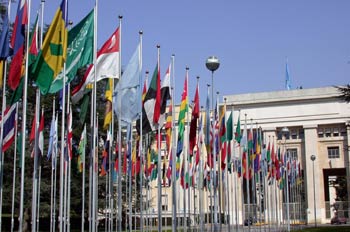 Banderas,  Palacio de Las Naciones, Ginebra, Suiza