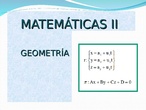 Matemáticas II GEOMETRÍA