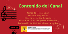 Videos Canal Enseñanza del Canto. Metodología e Historia del Canto