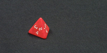 Un dado rojo de 4 caras