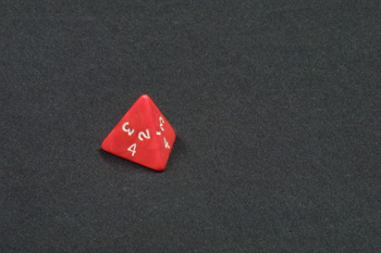 Un dado rojo de 4 caras