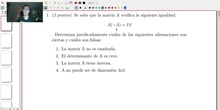 Matrices y Determinantes - Examen B Ejercicio 1