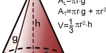 área y volumen de un cono