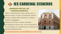 Jornadas virtuales de puertas abiertas: IES Cardenal Cisneros