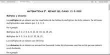 MATEMÁTICAS 5º. REPASO SOBRE LA DIVISIBILIDAD