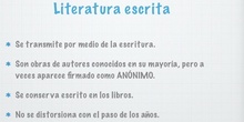 LITERATURA ORAL Y ESCRITA
