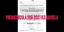 2026-2027 IES Rayuela - Oferta en pre-matrícula