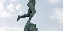 Detalle de la estatua de Brabo en la fuente de la Gran Plaza, Am