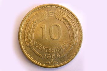 Cruz de una moneda de 10 centésimos de escudo, Chile