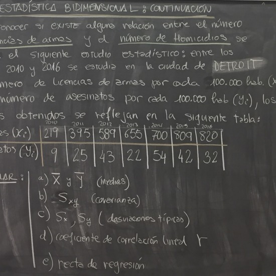 Ejercicio de estadística bidimensional
