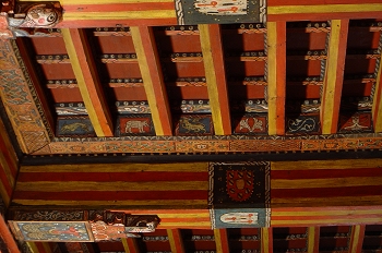 Detalle de pintura en alfarje. Escudo, Huesca