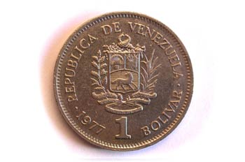 Moneda de un bolívar, cruz, Venezuela