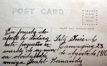 Reverso de una tarjeta postal en papel fotográfico Velux