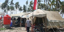 Vista general de las tiendas, Campamento liengke, Sumatra, Indon